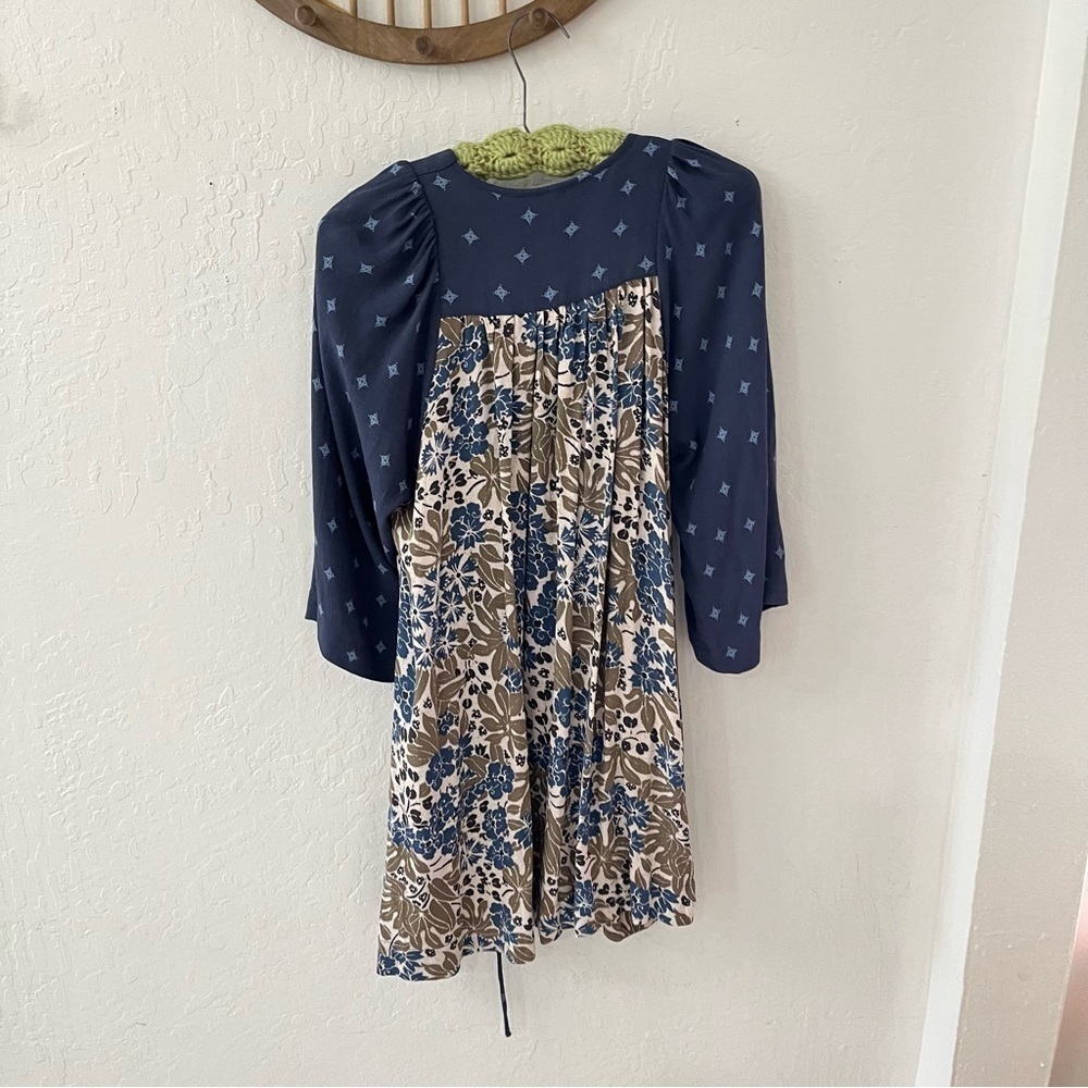 Free People Tallulah Mini Dress Blue Boho Kimono Short Sleeve XS - Picture 7 of 11